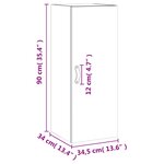 vidaXL Armoire murale blanc 34 5x34x90 cm