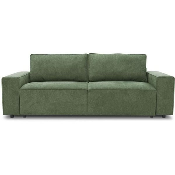 Canapé convertible 3 places - Tissu Loft Olive - Coffre de rangement - 239 x 117 x 65 cm