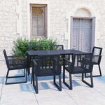 vidaXL Ensemble à manger d'extérieur 7 Pièces Rotin PVC Noir
