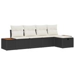 vidaXL Ensemble de Canapés de Jardin 5 pièces avec Coussins Noir Poly Rotin