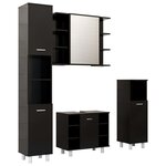 vidaXL Ensemble de meubles de salle de bain 4 Pièces Noir Aggloméré