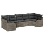 Ensemble de canapé de jardin 7 pièces avec coussins gris en poly rattan