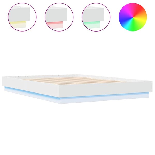 vidaXL Cadre de lit avec lumières LED blanc 140x200 cm