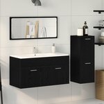 vidaXL Ensemble de meubles de salle de bain 3 pièces en bois d'ingénierie chêne noir