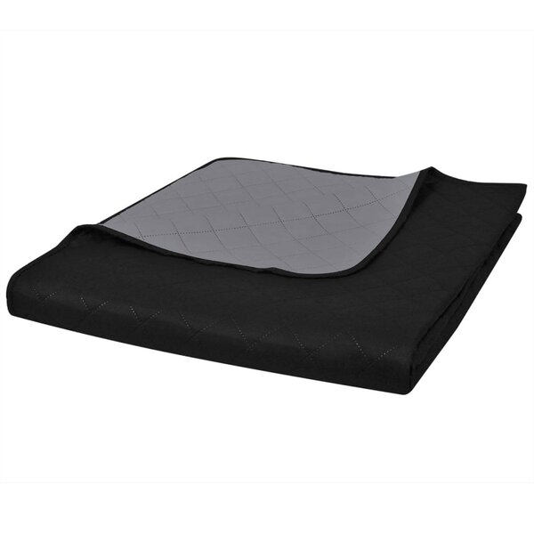 vidaXL Couvre-lit à double face matelassé Noir/Gris 220x240 cm