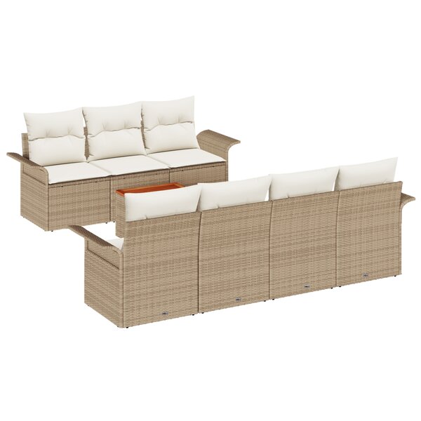 vidaXL Ensemble de canapés de jardin 8 pièces avec coussins beige en poly rattan