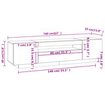 vidaXL Meuble TV avec lumières LED gris béton 160x35x40 cm