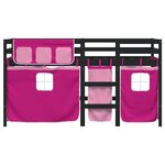 vidaXL Lit mezzanine enfants et rideaux rose 90x190cm bois pin massif