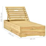 vidaXL Chaise longue avec coussin carreaux gris Bois de pin imprégné