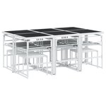 vidaXL Ensemble à manger de jardin avec coussins 11Pièces blanc textilène