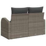 vidaXL Canapé de jardin 2 places avec rangement et coussins gris en poly rattan