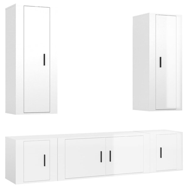 vidaXL Ensemble de meubles TV 5 Pièces Blanc brillant Bois d'ingénierie