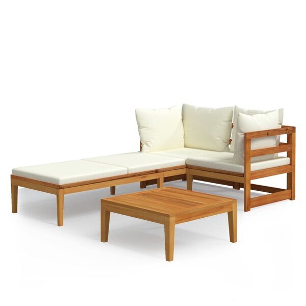 Salon de jardin meuble d'extérieur ensemble de mobilier 3 pièces avec coussins blanc crème bois d'acacia 02_0015923