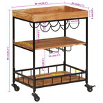 vidaXL Chariot de bar 60x40x80 cm bois massif d'acacia et fer