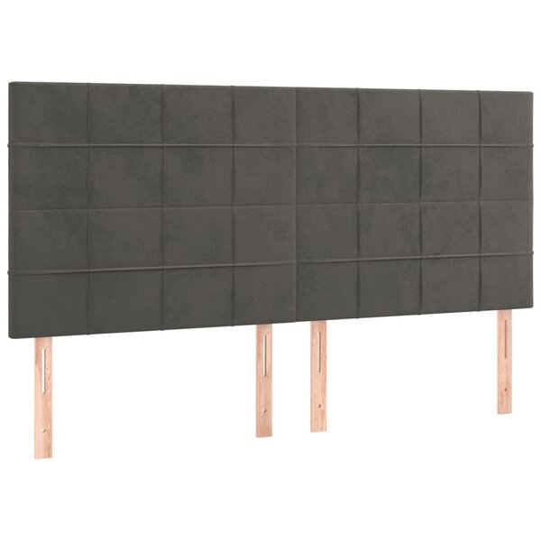 vidaXL Têtes de lit 4 Pièces Gris foncé 80x5x78/88 cm Velours