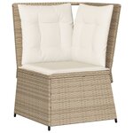 vidaXL Canapé d'angle de jardin avec coussins beige résine tressée