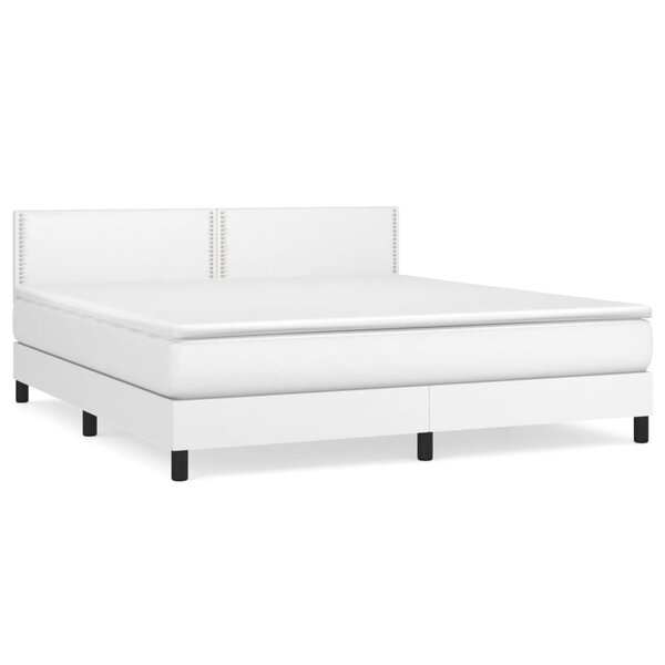 vidaXL Sommier à lattes de lit avec matelas Blanc 180x200cm Similicuir