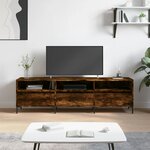 vidaXL Meuble TV chêne fumé 150x30x44 5 cm bois d'ingénierie