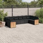 vidaXL Salon de jardin 10 Pièces avec coussins noir résine tressée
