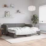 vidaXL Lit de jour avec gigogne et matelas gris foncé 90x200 cm tissu