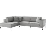 Canapé d'angle gauche convertible IMPERIA 5 places - gris clair - 2 coffres de rangement - 304 x 212 x 86 cm