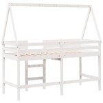 vidaXL Lit superposé et échelle et toit blanc 90x190cm bois pin massif