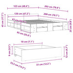 vidaXL Cadre de lit avec tiroirs sans matelas chêne sonoma 120x200 cm