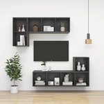 vidaXL Meuble TV mural Gris 37x37x107 cm Bois d’ingénierie