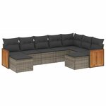 vidaXL Salon de jardin 9 Pièces avec coussins gris résine tressée