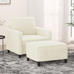 vidaXL Fauteuil avec repose-pied Crème 60 cm Velours