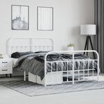vidaXL Cadre de lit métal sans matelas et pied de lit blanc 140x200 cm