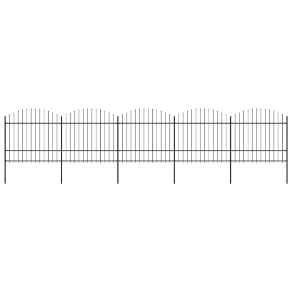 vidaXL Clôture de jardin à dessus en lance Acier (1 5-1 75)x8 5 m Noir
