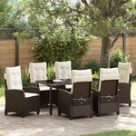 vidaXL Ensemble de salle à manger de jardin de 7 pièces avec coussins en rattan poly marron