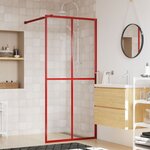 vidaXL Paroi de douche avec verre ESG transparent rouge 100x195 cm