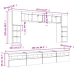 vidaXL Ensemble de meubles TV muraux 8Pièces et lumières LED chêne sonoma