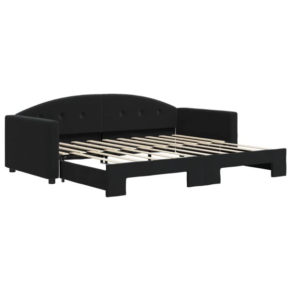 vidaXL Lit de jour avec lit gigogne noir 90x190 cm velours
