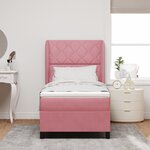 Lit Box Spring vidaXL avec Matelas Rose 90x200 cm Velours