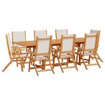 vidaXL Ensemble à manger de jardin 9Pièces bois d'acacia solide textilène