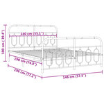 vidaXL Cadre de lit métal sans matelas et pied de lit blanc 140x190 cm