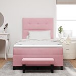 vidaXL Lit à Somier avec Matelas & Banc Rose 120x190 cm Velours