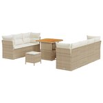 Set de canapé de jardin de 10 pièces avec coussins Beige Poly Rattan Acacia