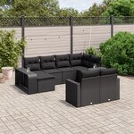 vidaXL Salon de jardin 10 Pièces avec coussins noir résine tressée