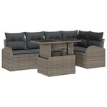 Ensemble de canapé de jardin de 6 pièces avec coussins en rotin poly gris
