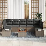 vidaXL Ensemble de canapé de jardin 8 pièces avec coussins gris en poly rotin acacia