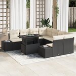 vidaXL ensemble de canapé de jardin 9 pièces avec coussins en poly rattan noir