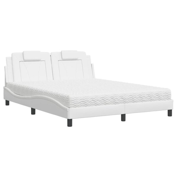 vidaXL Lit avec matelas blanc 160x200 cm similicuir
