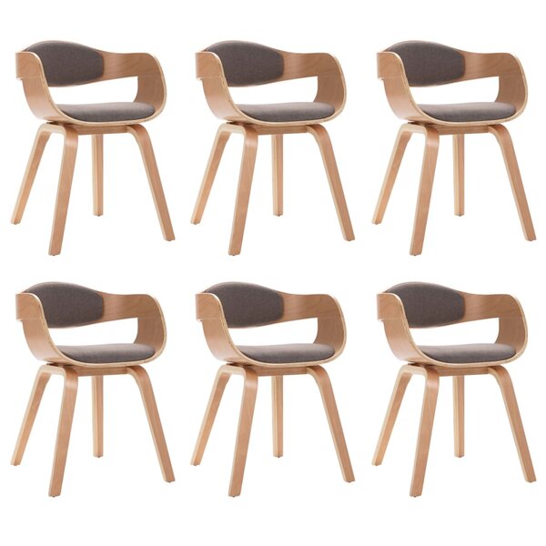 vidaXL Chaises à manger lot de 6 bois courbé et tissu taupe