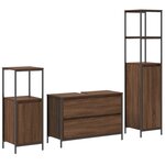 Ensemble de meubles de salle de bains 3 pièces en bois d'ingénierie chêne brun