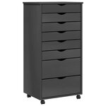 vidaXL Armoire roulante avec tiroirs MOSS gris bois de pin solide