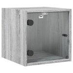 vidaXL Table de chevet avec porte en verre sonoma gris 35x37x35 cm